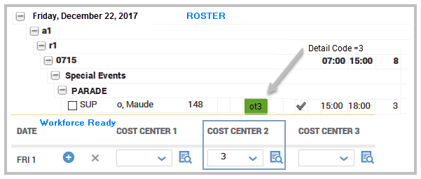 Detail Code and Cost Center Example One